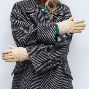 Zara genuine leather knit gloves
